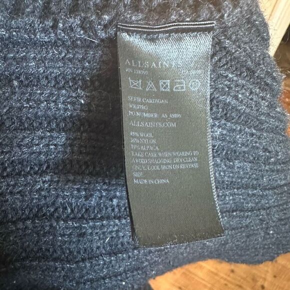 Allsaints cozy alpaca wool blend drape front charcoal sweater - Picture 5 of 5